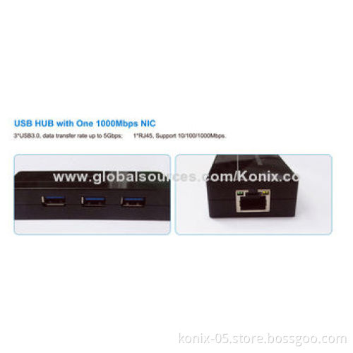 Portable mini USB 3.0 hub with 1000Mbps, supports wake-on-LAN and stopNew